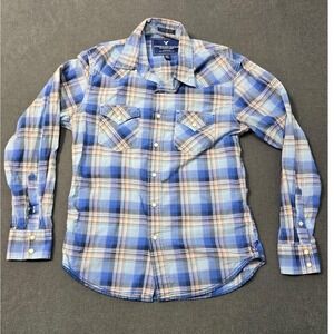 American Eagle Outfitters Vtg Fit Plaid Snap Front Western Top Women Y2K Sz S/P